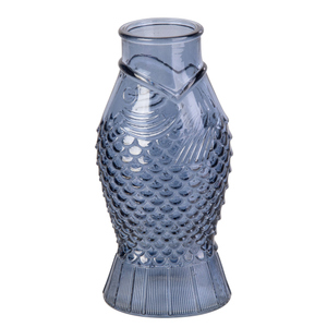 Glasvase - Fisch - blau - ca. 8,5 x 6,5 x 18 cm