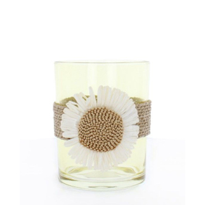 Windlicht Blume - gelb/braun - ca. 11 x 12,5 cm