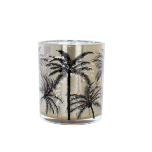 Windlicht Palmen - gold/schwarz - ca. 9 x 10 cm