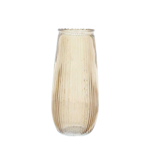 Vase konsich mit Rillen - braun - ca. 7,5 x 17 cm