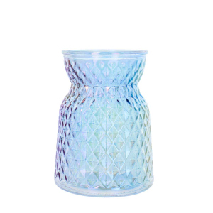 Vase Flasche irisierend - blau - ca. 10 x 13,5 cm