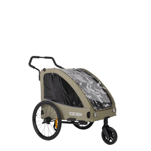 Fahrradanhänger 2in1 - für 2 Kinder - grün