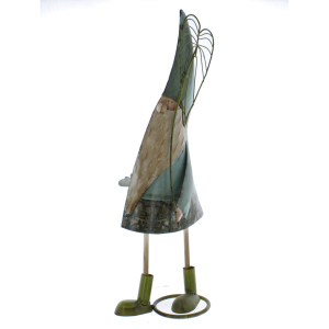 Wichtel mit Blatt grün - ca. 18 x 9 x 45 cm