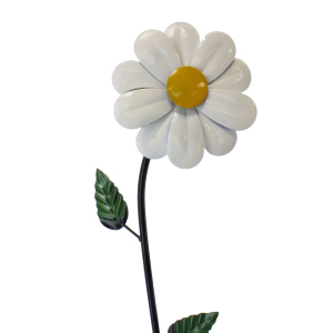 Pflanzenstecker Blume mit Windrad - weiß/grün/gelb - ca. 16 x 4,5 x 70 cm