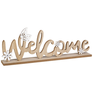 Schriftzug Welcome braun/weiß - ca. 40 x 5 x 15 cm