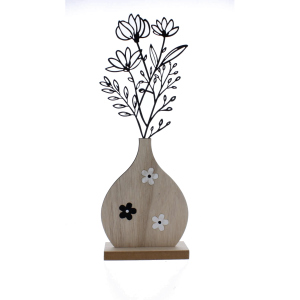 Blumen in Vase schwarz/braun - ca. 15 x 6 x 41 cm