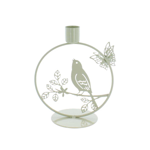 Kerzenständer - Vogel in Kreis - grün - ca. 12,5 x 8 x 15 cm
