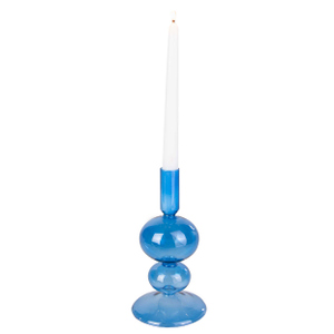 Kerzenhalter für Stabkerzen - blau - ca. 9,5 x 19 cm