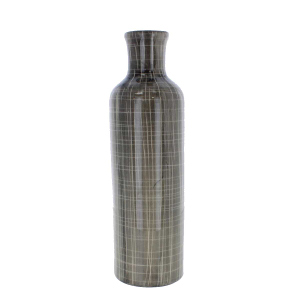 Vase in Flaschenform - schwarz kariert - ca. 7,8 x 25,8 cm