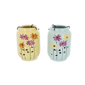 Laterne mit Blumenmuster - ca. 10 x 13,5 cm - 1 Stück