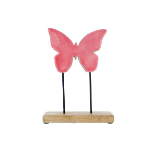 Standdeko - Schmetterling - rosa/braun - ca. 14 x 5 x 20,5 cm