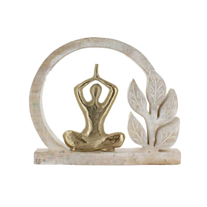 Standdeko - Yogafigur - gold/braun - ca. 22,5 x 3 x 19 cm