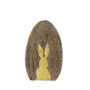 Ei mit Hase - braun/gold - ca. 11,5 x 2,5 x 18 cm - 2-teilig