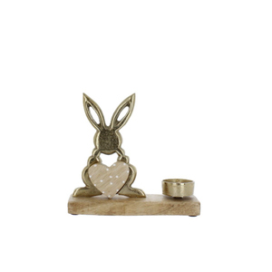 Teelichthalter - Hase mit Herz - braun/gold - ca. 17 x 5 x 17,5 cm