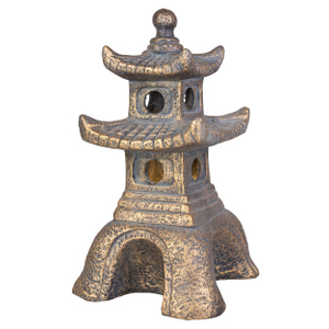 Chinaturm mit Solar LED - grau - ca. 30 x 28,5 x 50 cm