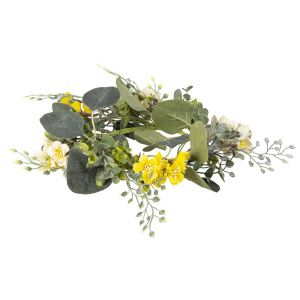 Kranz Blumen und Blätter gelb/grün/weiß - ca. 25 x 8 cm