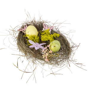 Streudeko Eier und Blumen grün/gelb/rosa - ca. 10 x 4 x 22 cm