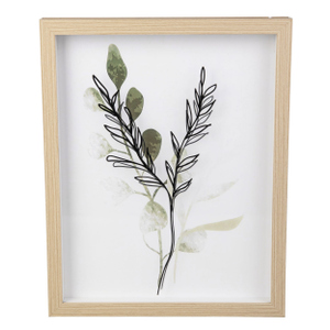 Wandbild Blätter - weiß/schwarz - ca. 31,5 x 2,5 x 38 cm