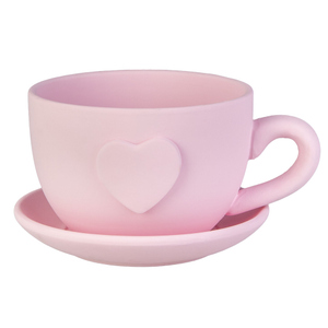 Pflanztasse - mit Herz - rosa - ca. 19 x 15 x 10 cm