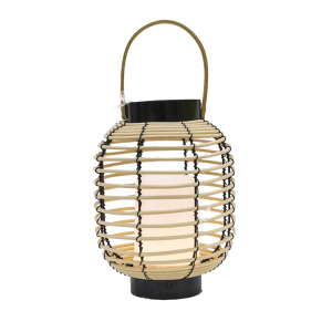 Laterne mit LED - braun/schwarz - 18,5 x 24 cm