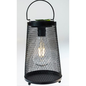 Laterne konisch mit solar LED - schwarz - ca. 13,5 x 22 cm