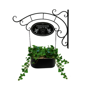 Hängepflanztopf mit Halter schwarz - ca. 78 x 31 x 94 cm