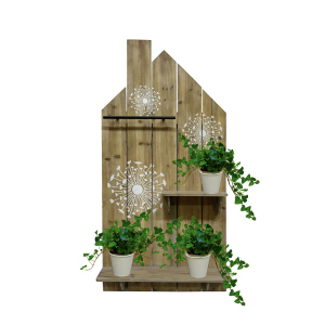 Hängeregal Haus - braun/schwarz/weiß - ca. 57 x 15,5 x 115 cm