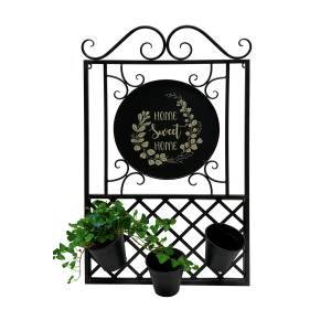 Gartenzaun mit Pflanztöpfen schwarz - ca. 52 x 5,5 x 83 cm