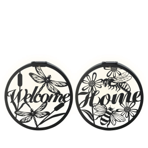 Solar LED Dekoobjekt - Welcome oder Home - aus Metall - 1 Stück 