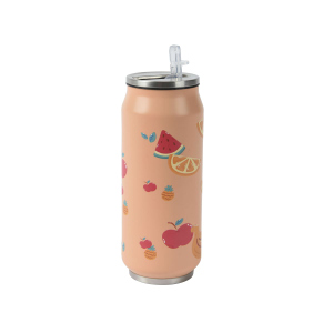 Trinkflasche - Fruchtmotiv - aus Edelstahl - ca. 18 cm - 1 Stück 