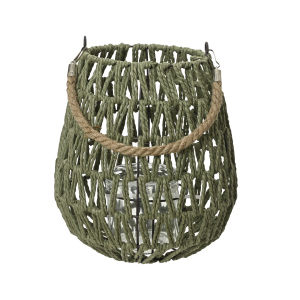 Windlicht - aus Papierseil - ca. 27 cm - grün 