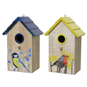 Vogelhaus - Holz - Vogelmotiv - ca. 14,5 x 10 x 22 cm - 1 Stück