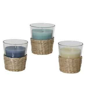 Citronella-Kerze - im Glas - mit Sisal - ca. Ø 7,5 x 7,5 cm - 1 Stück