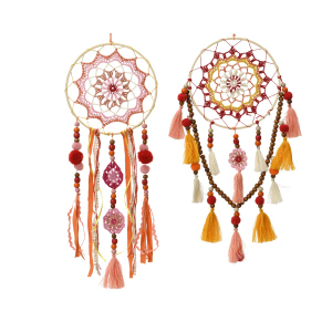 Dekohänger - Traumfänger - aus Textil und Holz - ca. 18 x 50 cm - bunt - 1 Stück 