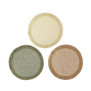 Platzdecke - rund - mit Fransen - ca. Ø 38 cm - 1 Stück 