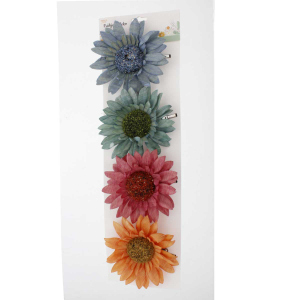 Blüten - orange/grün/pink/blau - 4 Stück