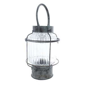 LED Laterne Antik grün - ca. 15 x 15 x 22,3 cm