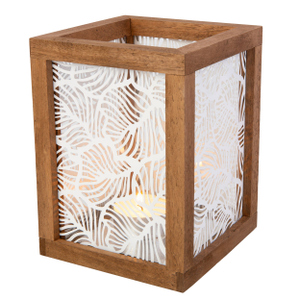 Laterne rechteckig braun/weiß - ca. 15 x 15 x 20 cm