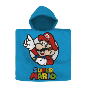 Super Mario - Badeponcho - blau/bunt - ca. 60 x 120 cm