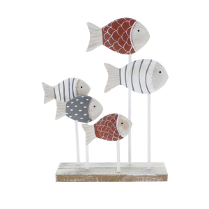 Standdeko - Fische auf Ständer braun/weiß/schwarz - ca. 17 x 6 x 24,5 cm