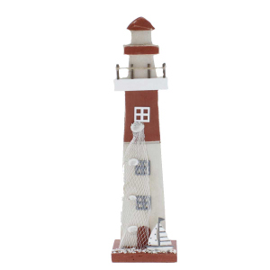Standdeko - Leuchtturm - braun/weiß - ca. 9,5 x 5 x 34,5 cm