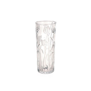 Dekovase - Blumengravur - ca. 25 cm - transparent