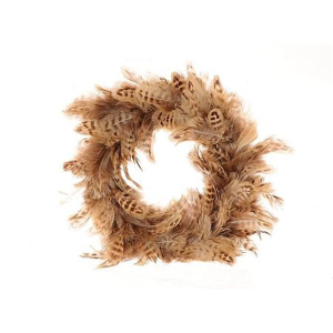 Dekokranz - mit Federn - ca. ⌀ 25 cm - braun
