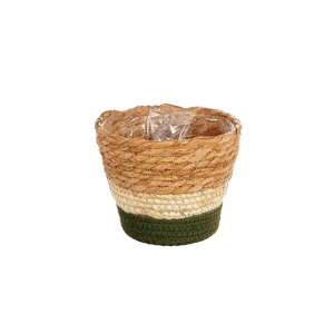 Pflanzkorb Makka - ca. ⌀ 20 x 17 cm - natur/beige/grün