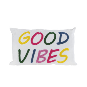 Kissen - Good Vibes - ca. 50 x 10 x 30 cm - weiss/bunt 