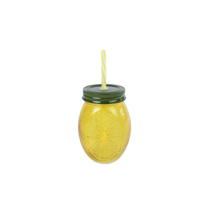 Trinkglas - Zitrone - aus Glas - 0,45l - gelb/grün