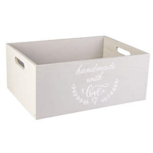 Kiste - handmade with love - sandbeige - offen - Größe S - ca. 26 x 16 x 11 cm