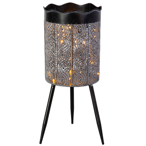 Laterne - Zylinder mit LED - schwarz - ca. 21,5 x 28 x 51,5 cm