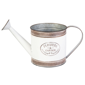 Gieskanne - Flowers & Garden - weiß/braun - ca. 35 / 16 x 15,5 cm