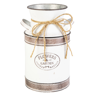 Milchkanne - Flowers & Garden - braun/weiß - ca. 15,5 x 13,5 x 27 cm